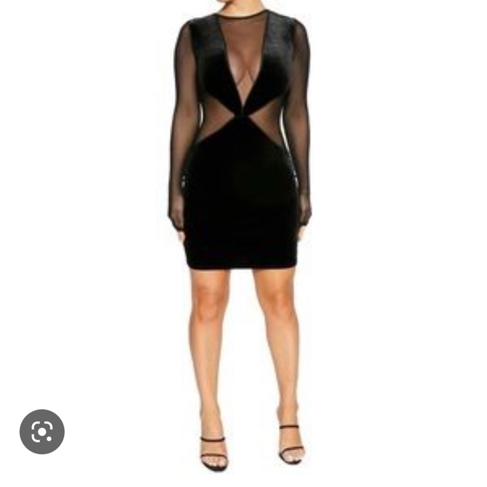 Naked Wardrobe nwot velvet deep v neck mini dress sz xs